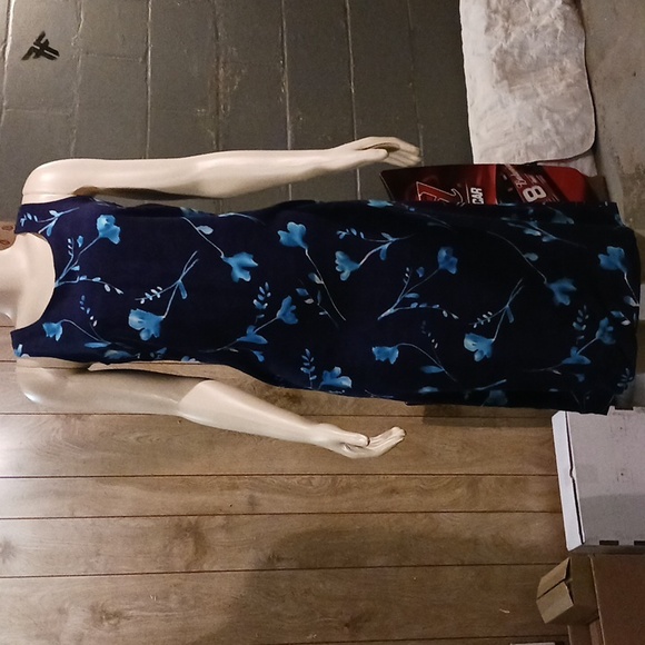 EUC Halmode Petites Long Floral Tank Dress w/Button Down Matchin Top Sz 8P - Picture 2 of 16